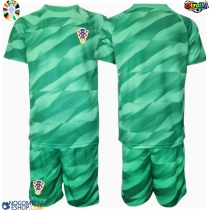 Otroški Nogometni dresi Hrvaška Vratar Gostujoči EP 2024 Kratek Rokav (+ Kratke hlače)